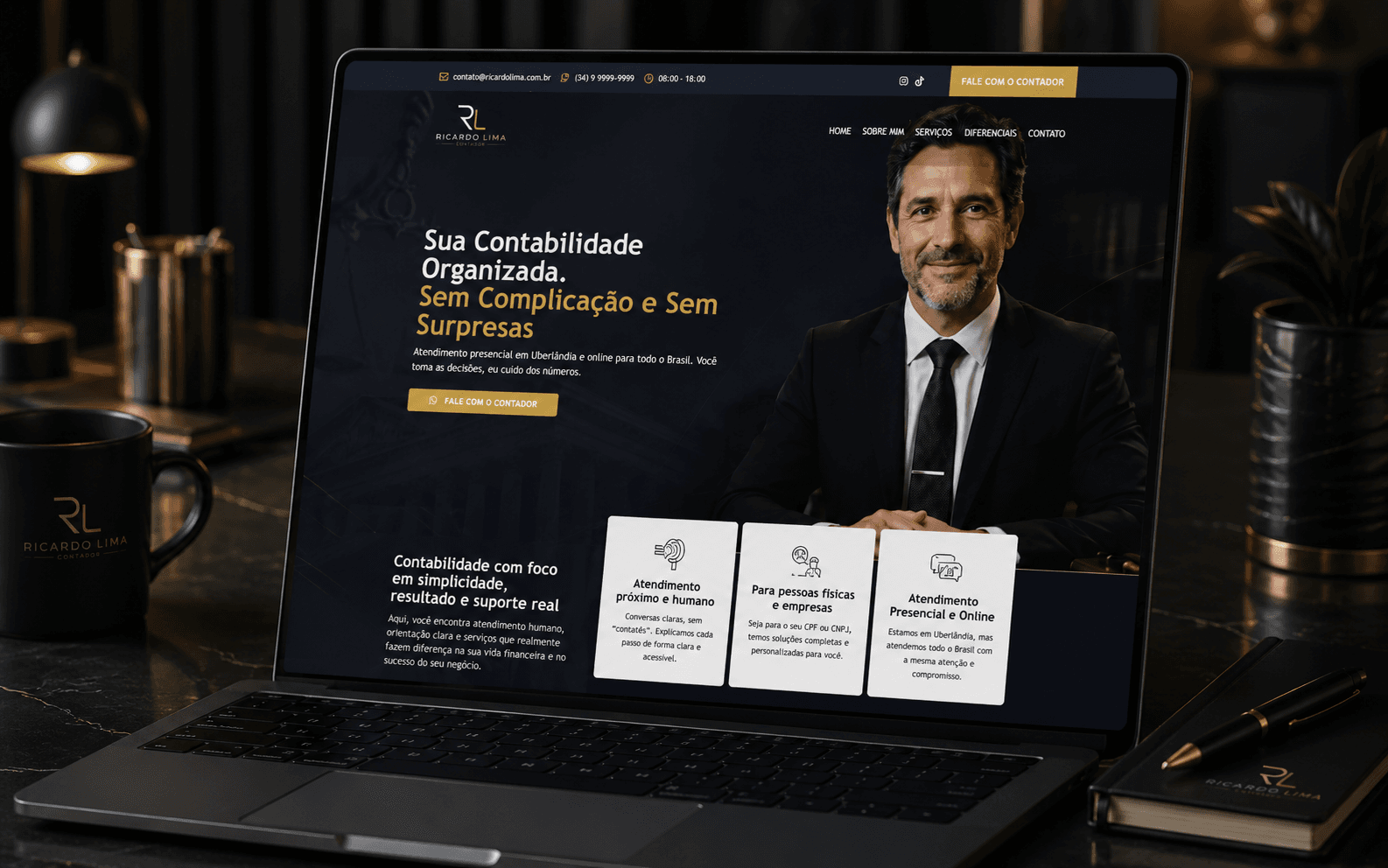 Projeto de webdesign para pequeno negócio desenvolvido por Aline Rivieri