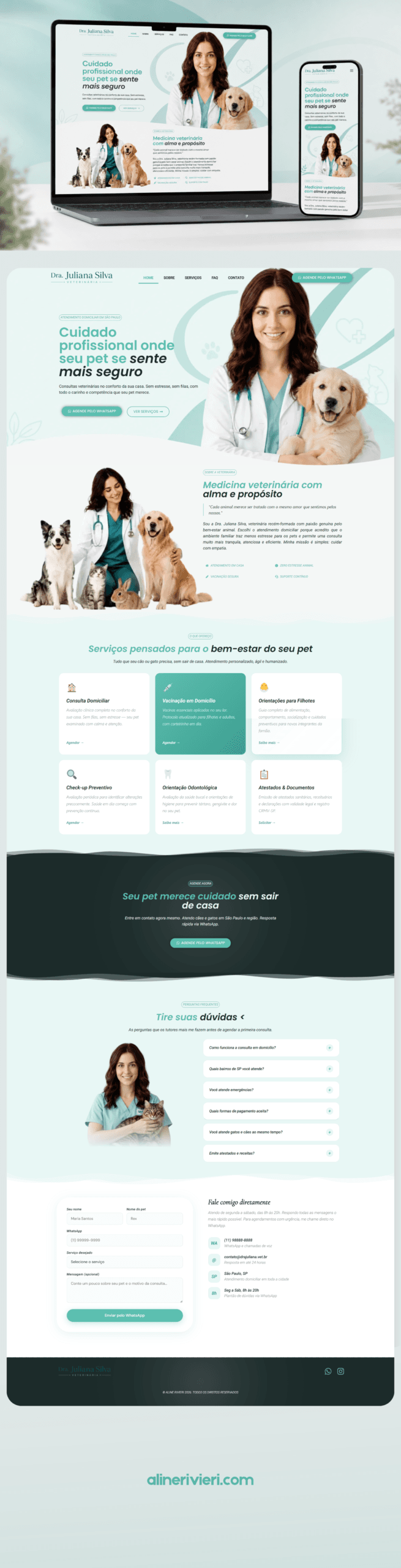 Projeto de webdesign para pequeno negócio desenvolvido por Aline Rivieri