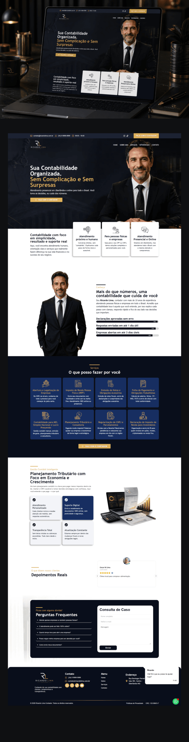 Projeto de webdesign para pequeno negócio desenvolvido por Aline Rivieri