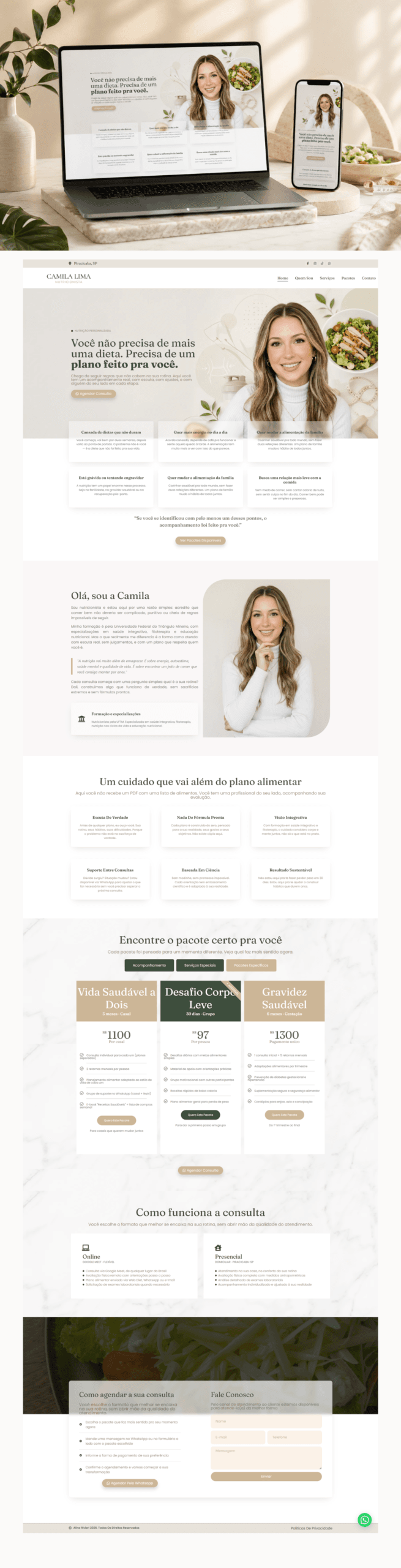 Projeto de webdesign para pequeno negócio desenvolvido por Aline Rivieri